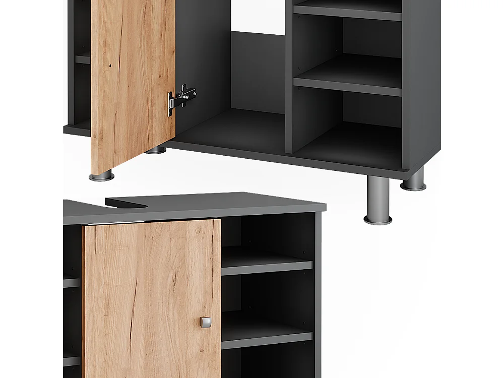 Meuble sous lavabo anthracite/chêne doré 80x32x54 fynn