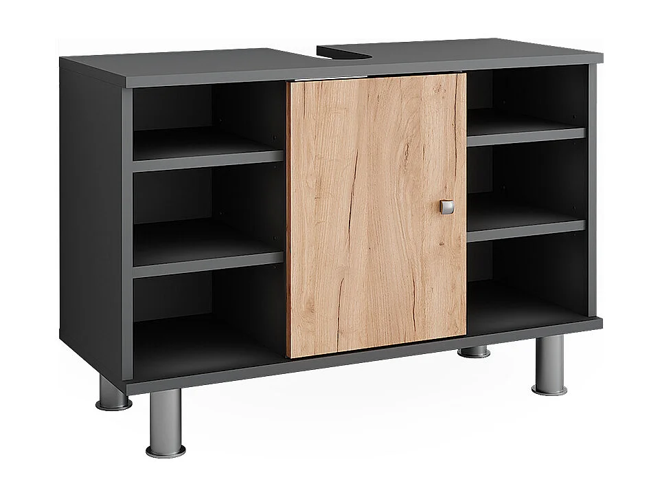 Meuble sous lavabo anthracite/chêne doré 80x32x54 fynn