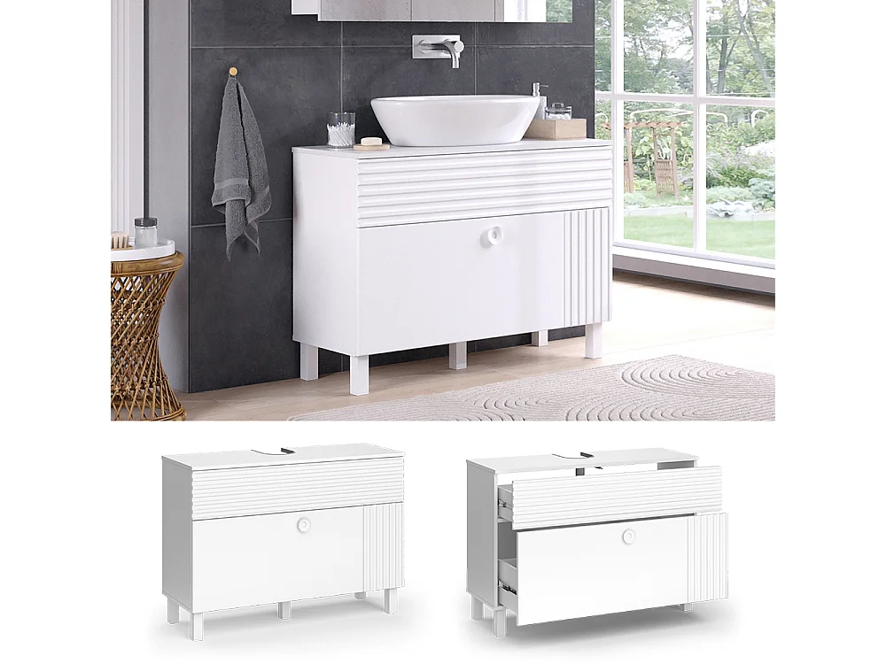Mobile sottolavabo per bagno bianco 100.2x37.2x72.4 sola