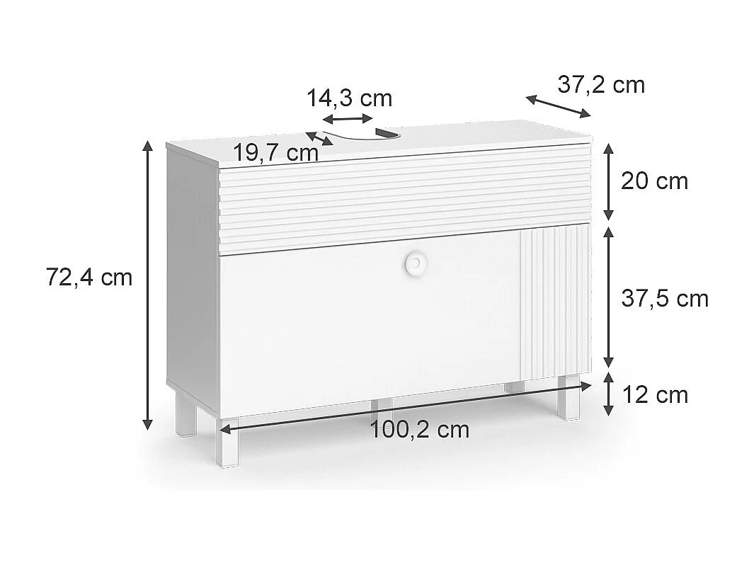 Mobile sottolavabo per bagno bianco 100.2x37.2x72.4 sola