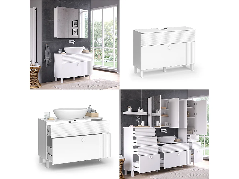 Mobile sottolavabo per bagno bianco 100.2x37.2x72.4 sola