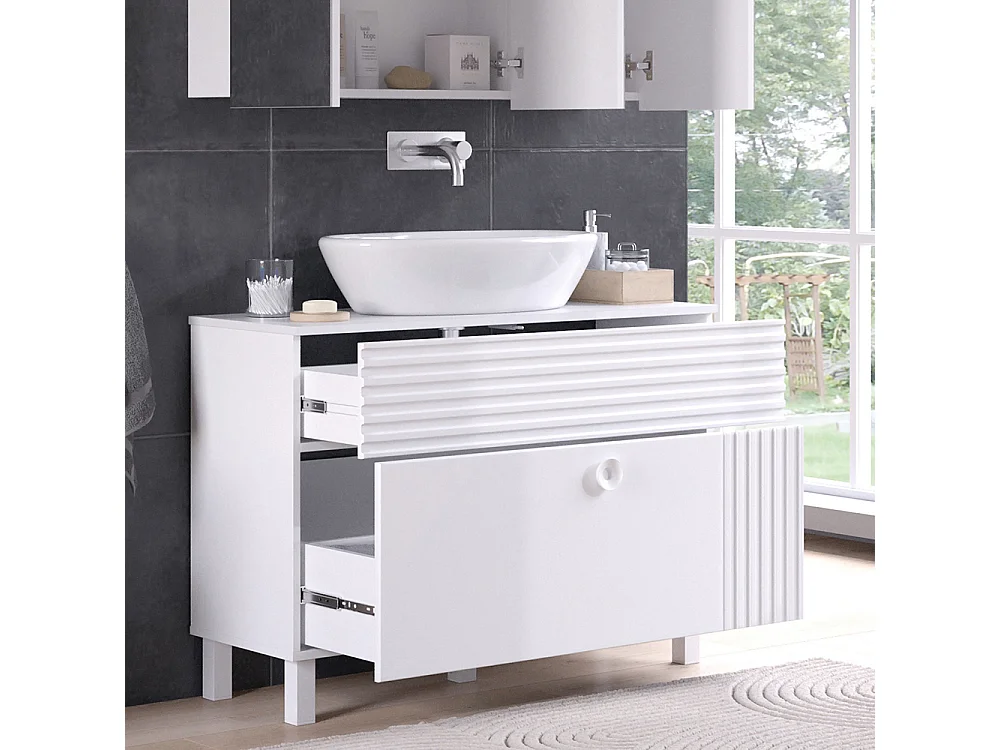 Meuble sous vasque simple blanc 100.2x37.2x72.4 sola