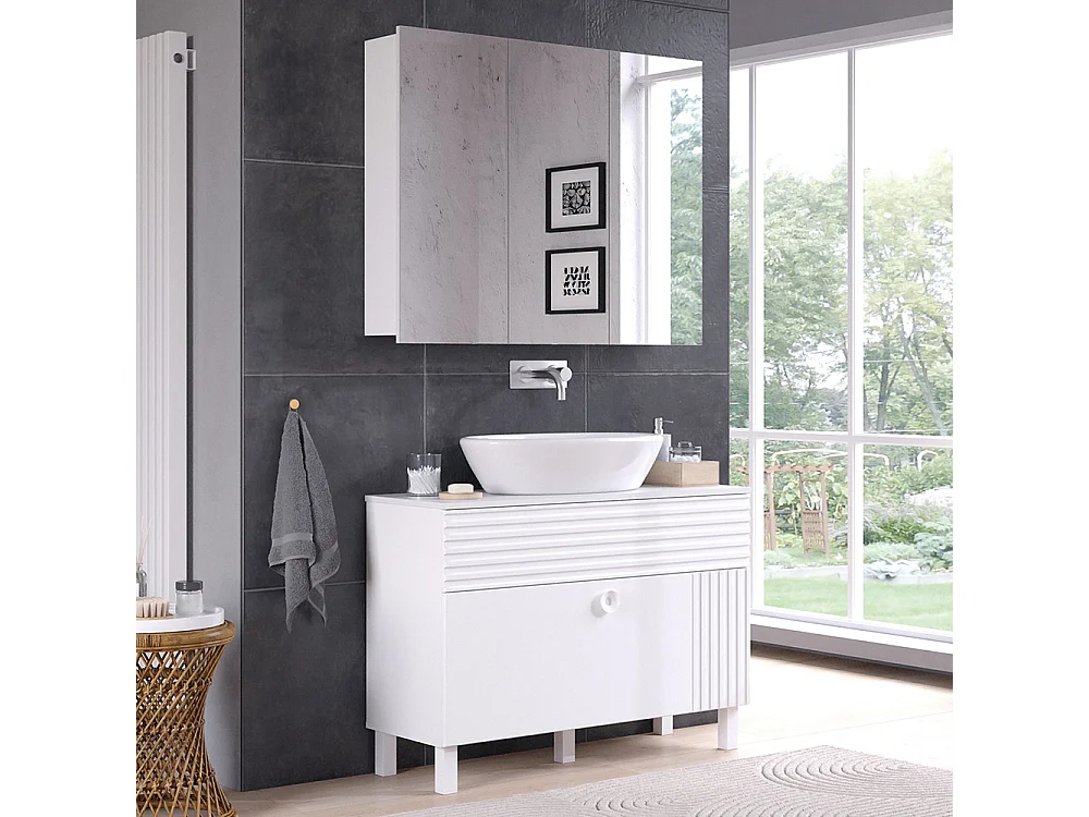 Meuble sous vasque simple blanc 100.2x37.2x72.4 sola
