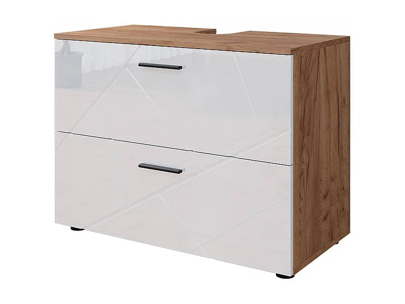 Waschbeckenunterschrank weiß hochglanz/goldkraft eiche 80x41x58.6 irma