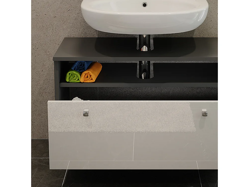 Meuble sous-vasque blanc brillant/anthracite 80.2x32x54 fynn