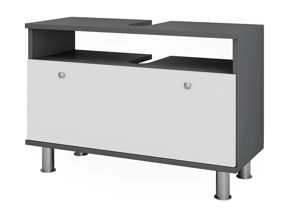 Meuble sous-vasque blanc brillant/anthracite 80.2x32x54 fynn