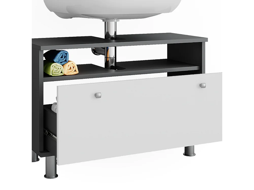 Meuble sous-vasque blanc brillant/anthracite 80.2x32x54 fynn
