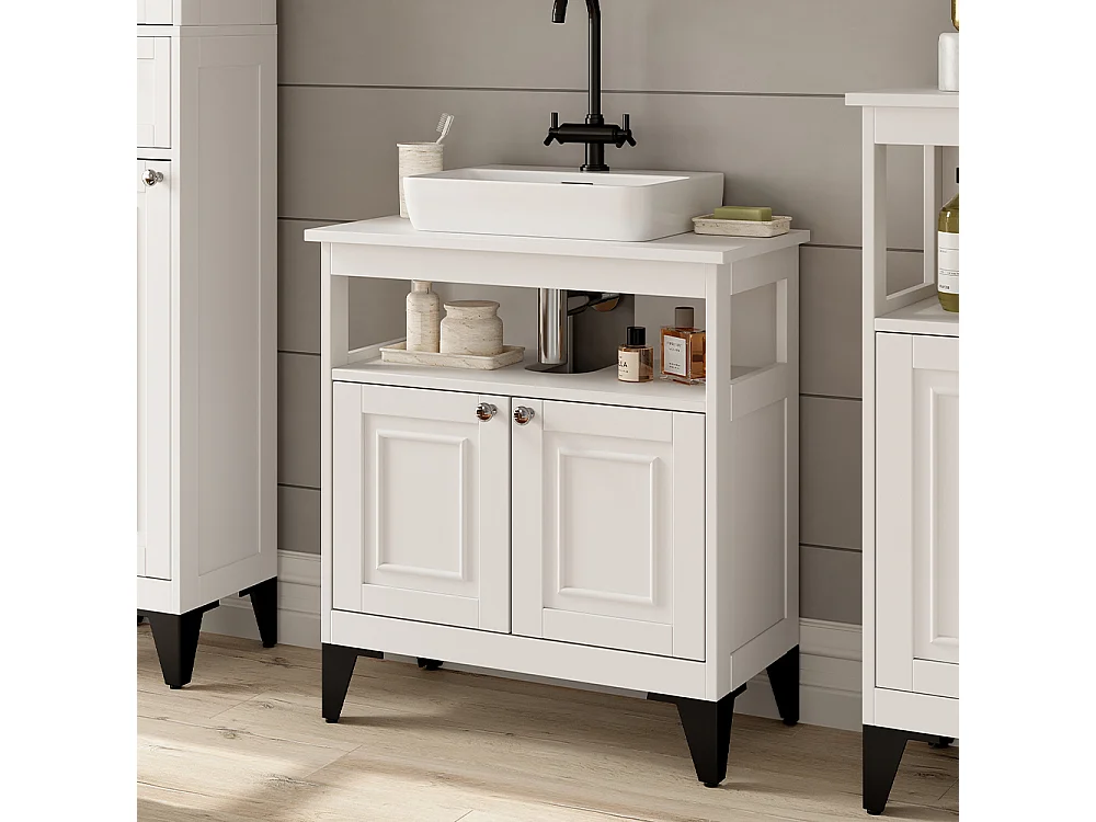 Meuble sous lavabo blanc 60x30x65 vanity