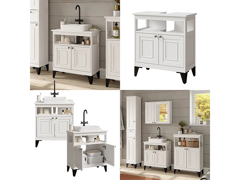 Meuble sous lavabo blanc 60x30x65 vanity