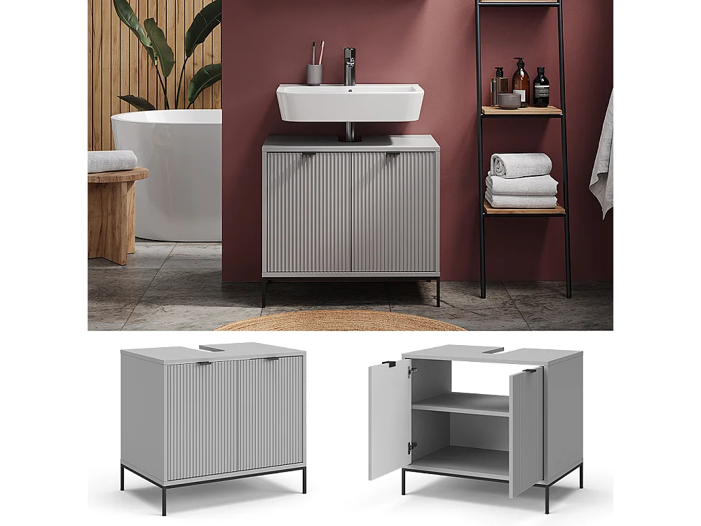 Meuble sous vasque simple gris 70x45.1x63 eliza