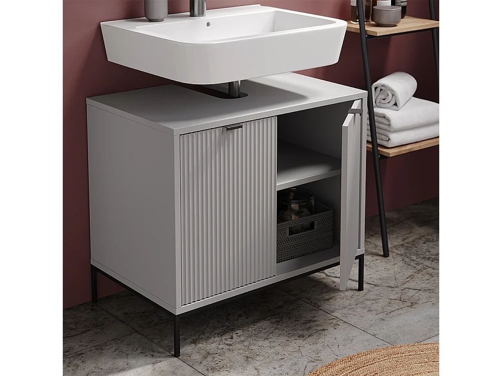 Meuble sous vasque simple gris 70x45.1x63 eliza