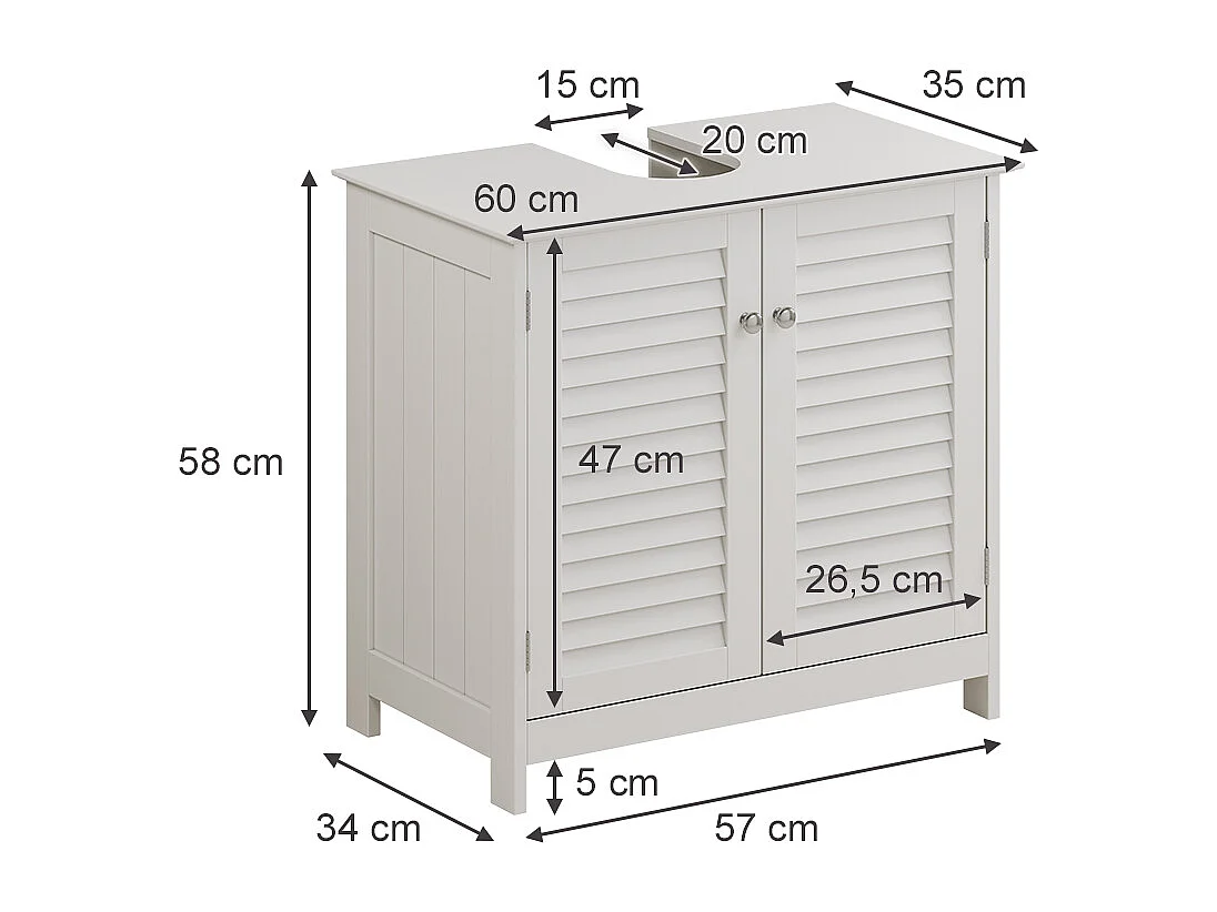 Waschbeckenunterschrank weiß 60x35x58 riad