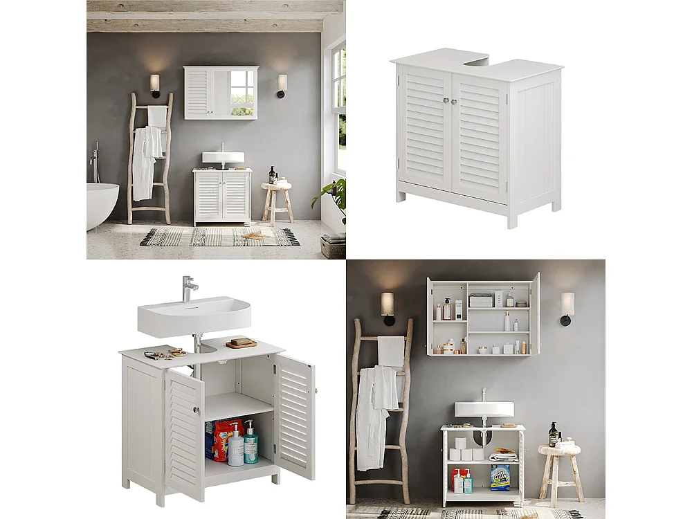 Meuble sous vasque simple blanc 60x35x58 riad