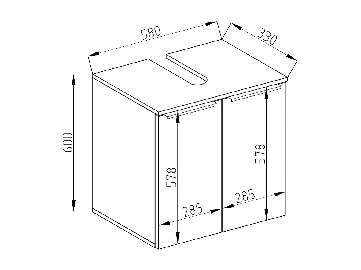 Mobile sottolavabo per bagno bianco lucido 58x33x60 otis