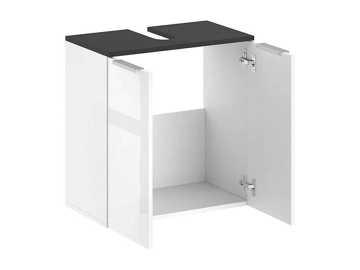 Meuble sous vasque simple blanc haute brillance 58x33x60 otis