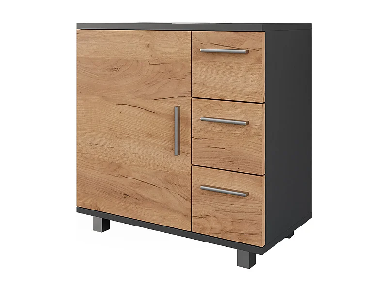 Mobiletto per lavabo antracite/quercia dorata 60x33x60.8 ilias