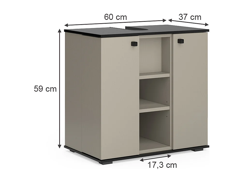 Meuble sous lavabo grège 60x37x59 joli