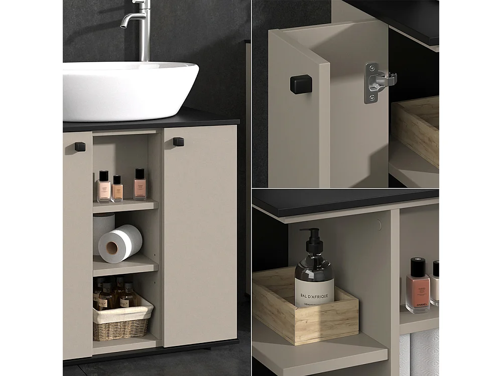 Meuble sous lavabo grège 60x37x59 joli