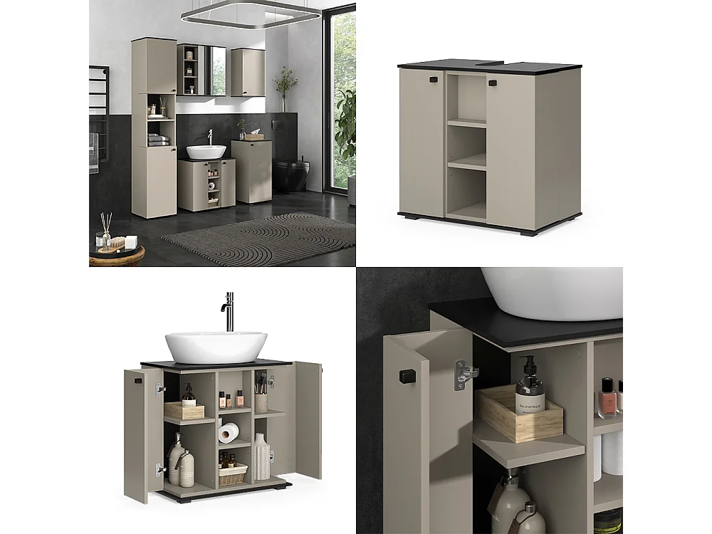 Meuble sous lavabo grège 60x37x59 joli