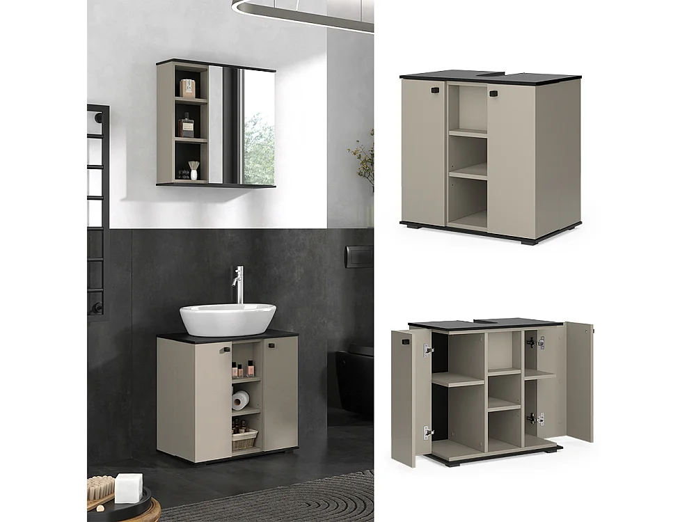 Meuble sous lavabo grège 60x37x59 joli