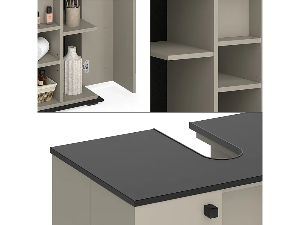 Meuble sous lavabo grège 60x37x59 joli