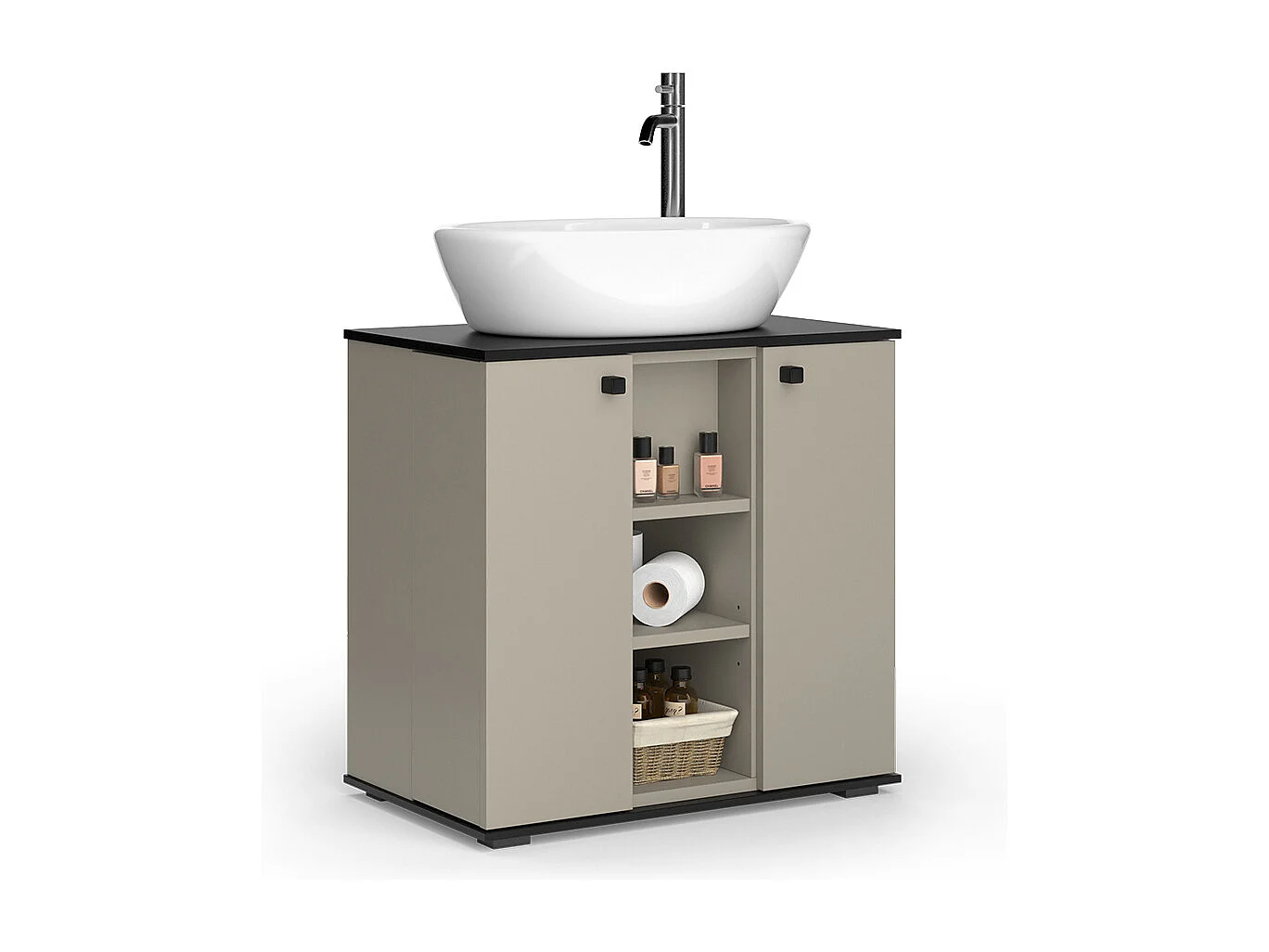 Meuble sous lavabo grège 60x37x59 joli