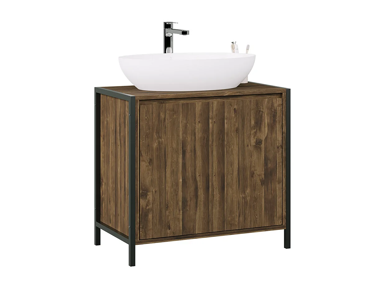 Mueble bajo lavabo roble/negro 70x40x65 naola