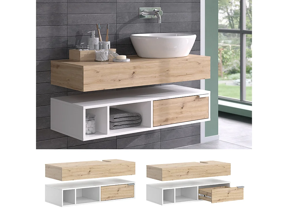 Mobile sottolavabo per bagno bianco 100x40x15 henri