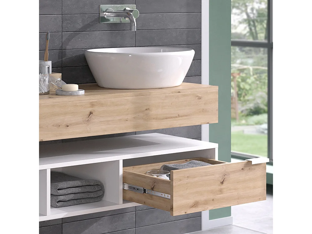 Meuble sous vasque simple blanc 100x40x15 henri