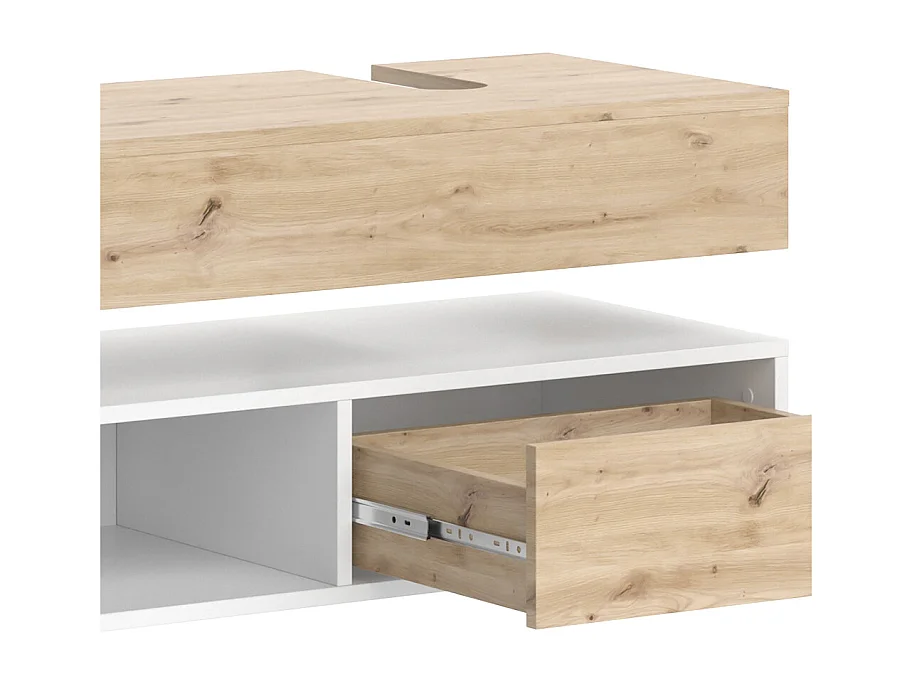 Meuble sous vasque simple blanc 100x40x15 henri