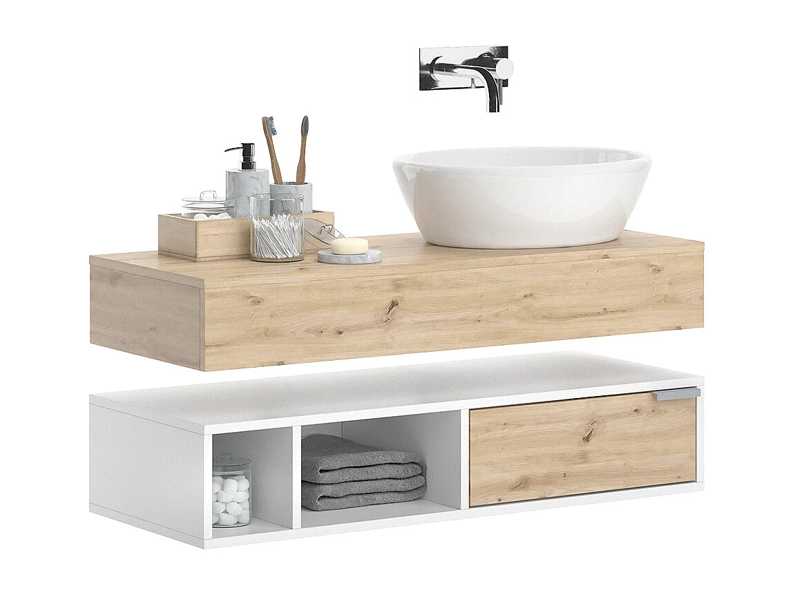 Meuble sous vasque simple blanc 100x40x15 henri