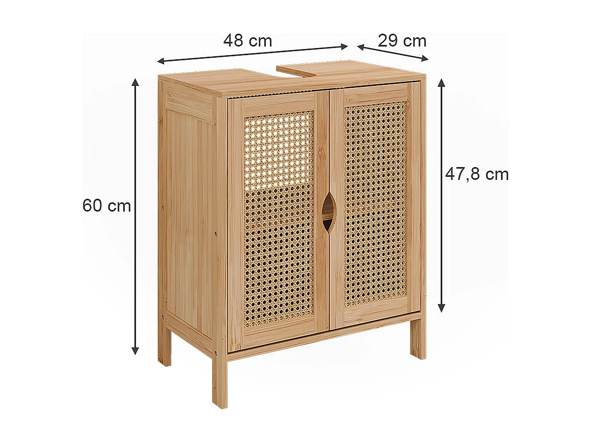 Meuble sous lavabo bambou 48x29x60 liora