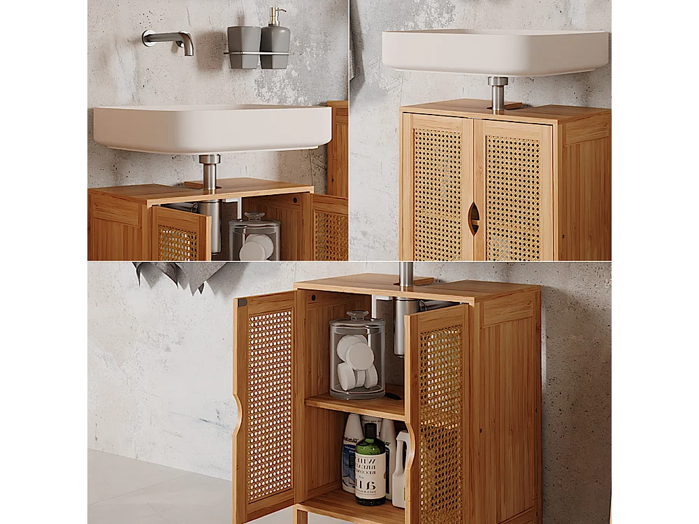 Meuble sous lavabo bambou 48x29x60 liora