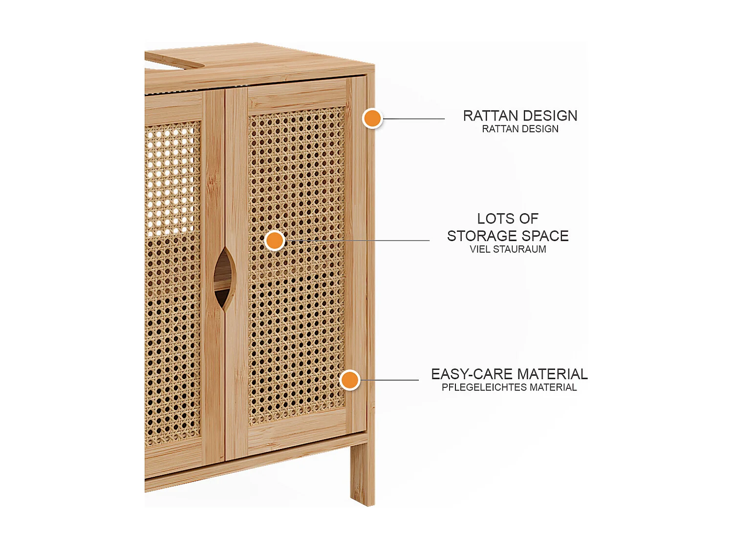 Meuble sous lavabo bambou 48x29x60 liora