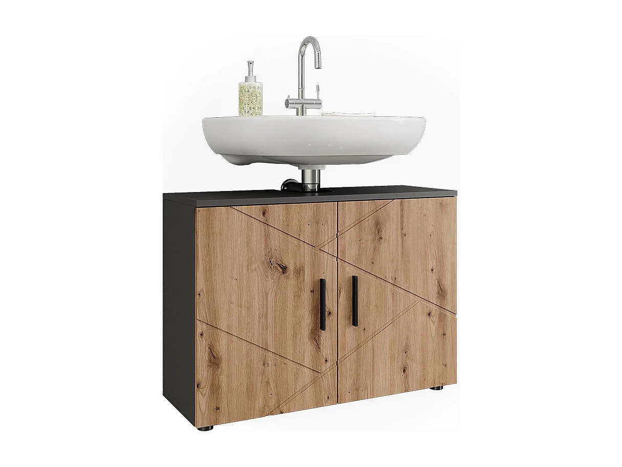 Meuble sous lavabo anthracite/artisan 80x30x59 irma
