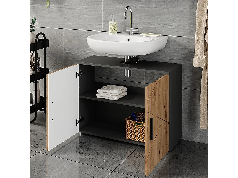 Meuble sous lavabo anthracite/artisan 80x30x59 irma