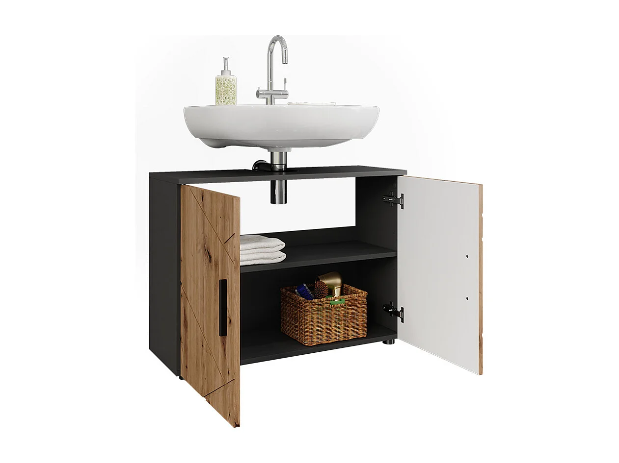 Meuble sous lavabo anthracite/artisan 80x30x59 irma