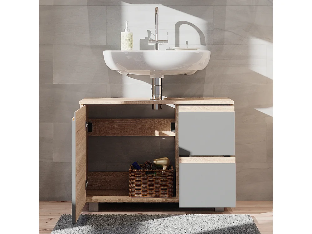 Meuble sous vasque simple anthracite 80x33x60.8 j-shape