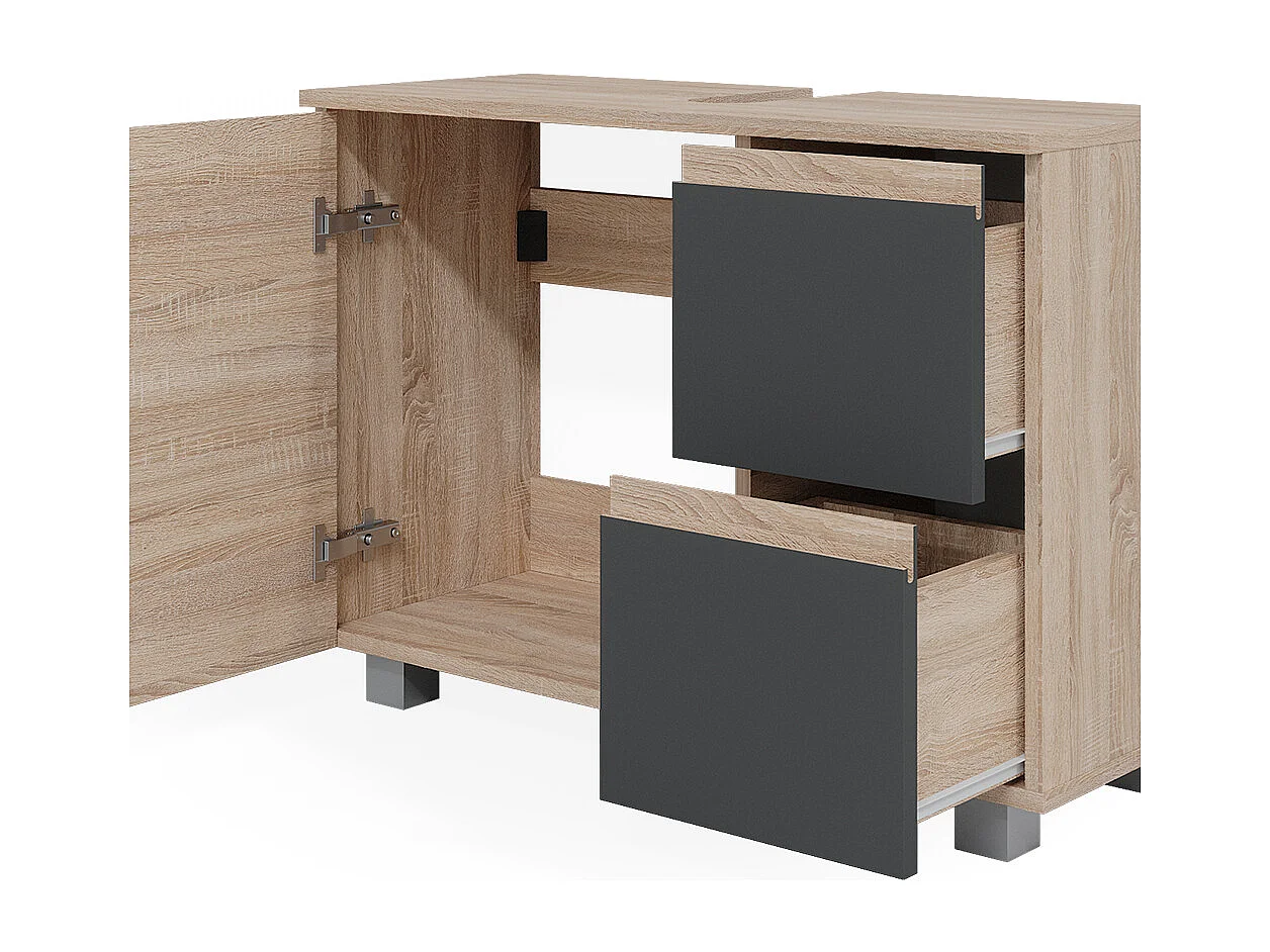 Meuble sous vasque simple anthracite 80x33x60.8 j-shape