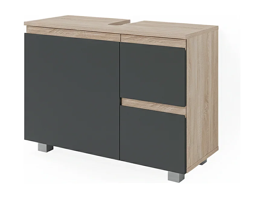 Meuble sous vasque simple anthracite 80x33x60.8 j-shape