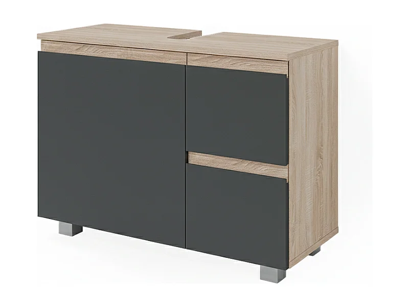 Meuble sous vasque simple anthracite 80x33x60.8 j-shape