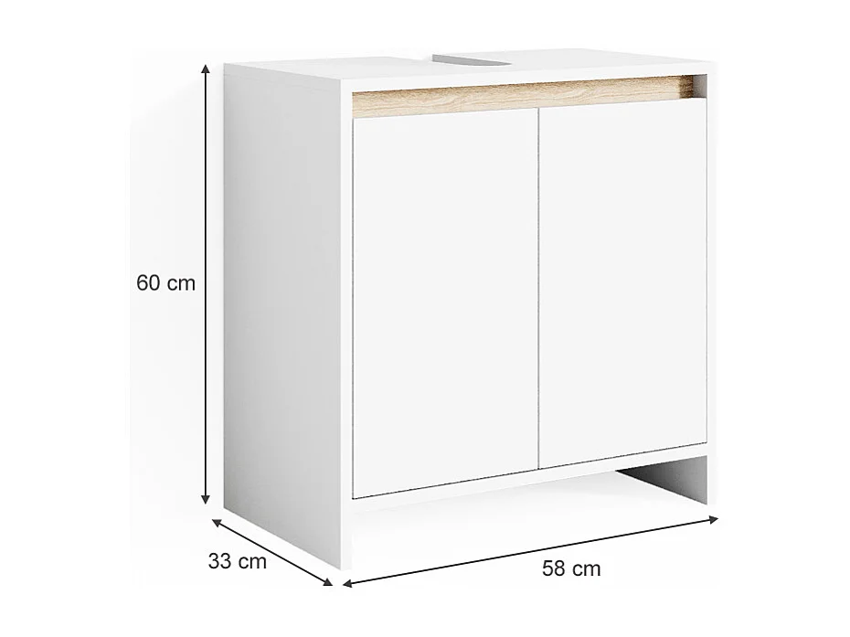 Mobile sottolavabo per bagno bianco/sonoma 58x33x60 emma