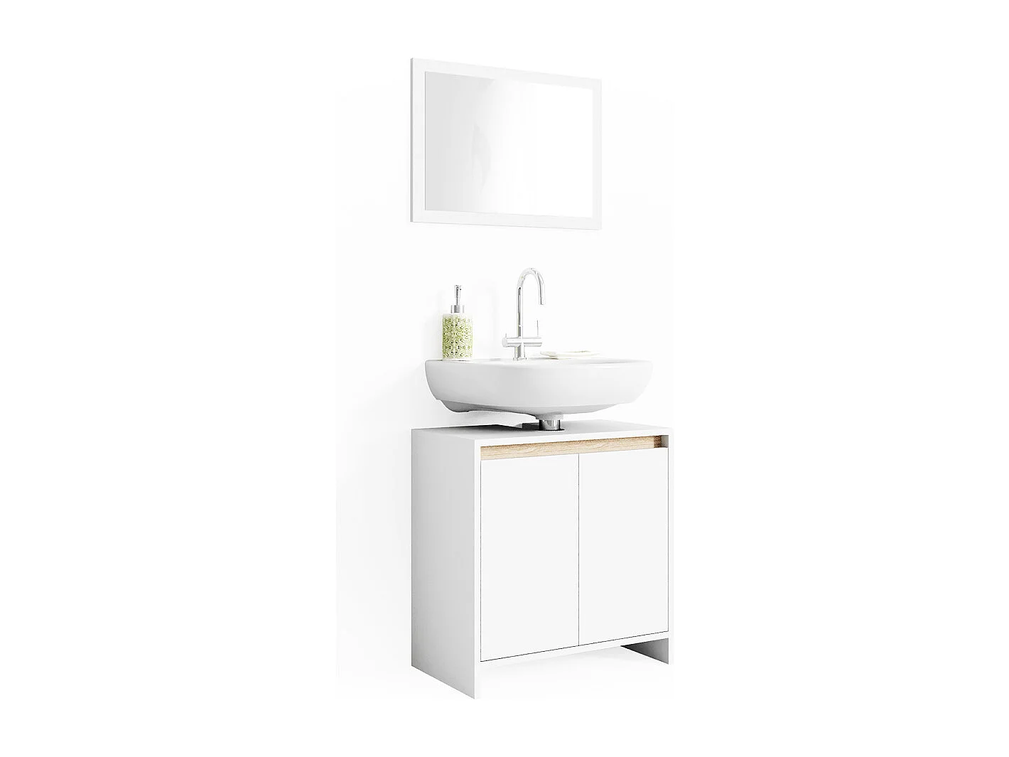 Mobile sottolavabo per bagno bianco/sonoma 58x33x60 emma