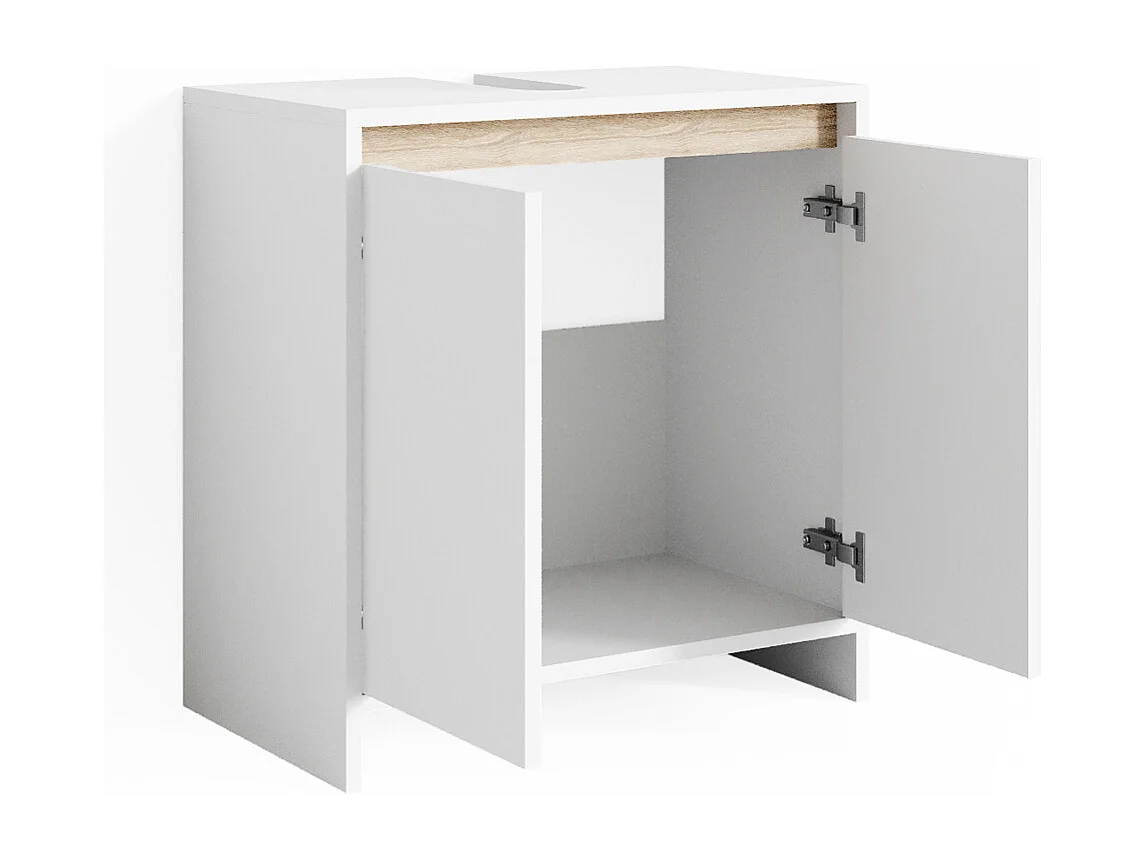 Meuble sous vasque simple blanc/sonoma 58x33x60 emma