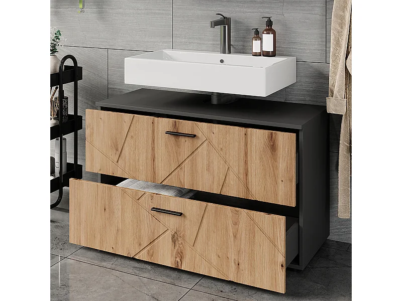 Mobiletto per lavabo antracite/artisan 100.1x41x60.6 irma