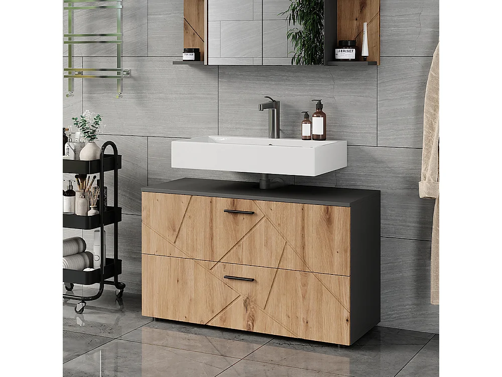 Meuble sous vasque anthracite/artisan 100.1x41x60.6 irma