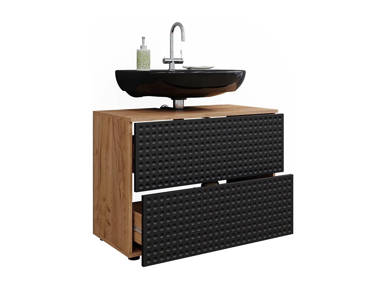 Meuble sous vasque simple anthracite à pois 80x41x58.6 irma