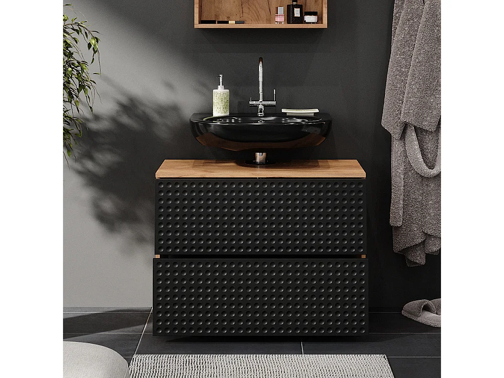 Meuble sous vasque simple anthracite à pois 80x41x58.6 irma