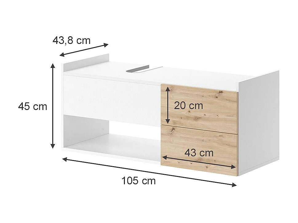 Mobile sottolavabo per bagno bianco 105x43.8x45 alf