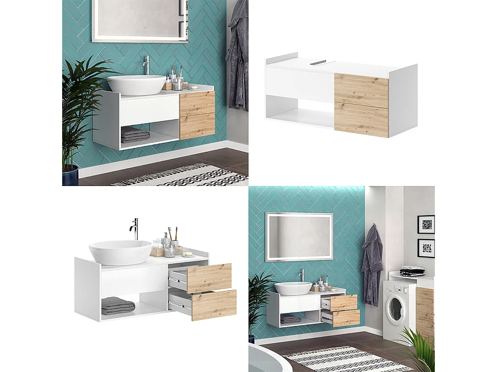 Mobile sottolavabo per bagno bianco 105x43.8x45 alf